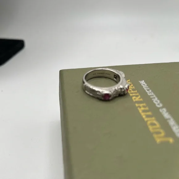 Judith Ripka Sterling Diamonique Ruby Ring Size 5 - Picture 4 of 11